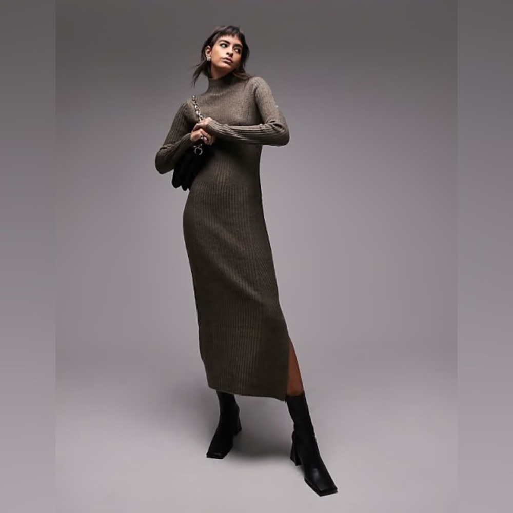 Topshop  Long Sleeve Knit Dress